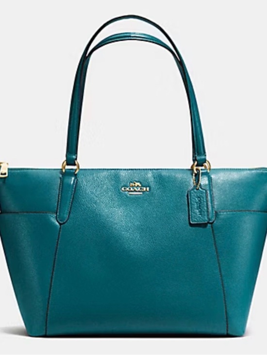 Coach Handbags - Coach Teal Pebbled Leather Shoulder Tote with Gold Hardware